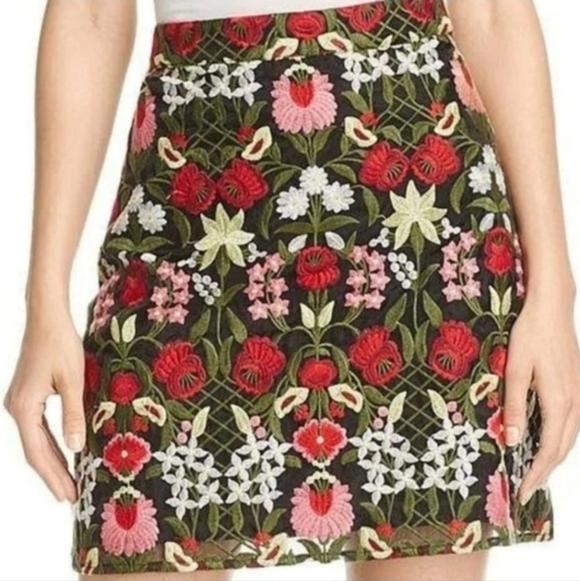Lucy Paris Dresses & Skirts - Lucy Paris Chic Floral Embroidered A-line Skirt